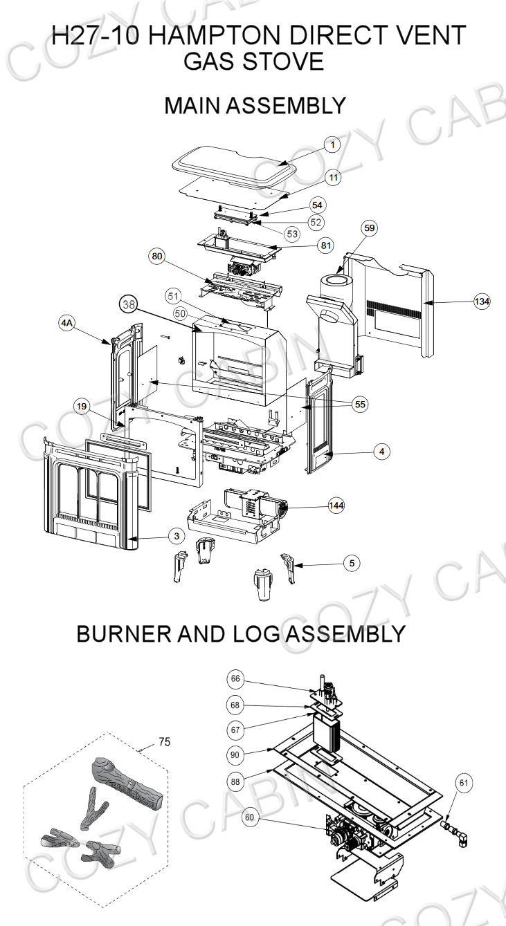 Hampton Direct Vent Gas Stove (H2710) (H2710) Cozy Cabin Regency